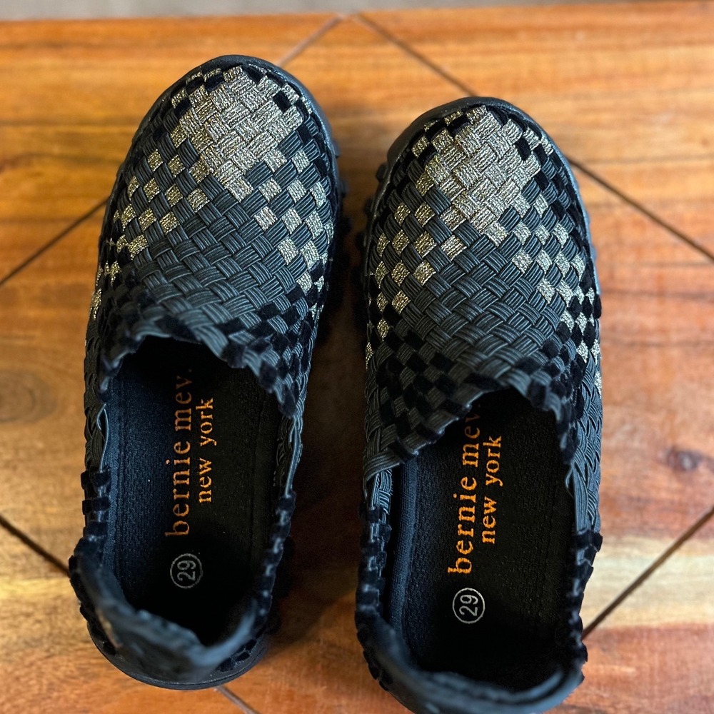 Bernie Mev Kids Black Gold Woven Elastic Slip On Shoes Size‎ 29 EU US 11.5-12 - Picture 4 of 11